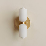 Chromatic Glass Up Down Wall Sconce - Brass Canopy / Sandblasted White