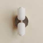 Chromatic Glass Up Down Wall Sconce - Pewter Canopy / Sandblasted White