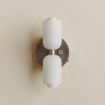 Chromatic Glass Up Down Wall Sconce - Pewter Canopy / Sandblasted White