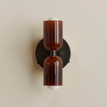 Chromatic Glass Up Down Wall Sconce - Black Canopy / Tobacco