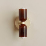 Chromatic Glass Up Down Wall Sconce - Bone Canopy / Tobacco