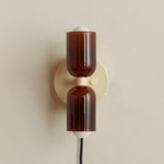 Chromatic Glass Up Down Plug-In Wall Sconce - Bone Canopy / Tobacco