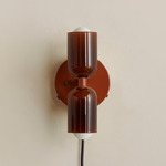 Chromatic Glass Up Down Plug-In Wall Sconce - Oxide Red Canopy / Tobacco