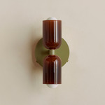 Chromatic Glass Up Down Wall Sconce - Reed Green Canopy / Tobacco