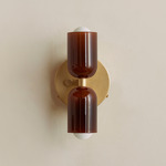 Chromatic Glass Up Down Wall Sconce - Brass Canopy / Tobacco