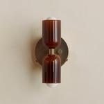 Chromatic Glass Up Down Wall Sconce - Patina Brass Canopy / Tobacco
