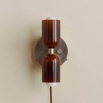 Chromatic Glass Up Down Plug-In Wall Sconce - Pewter Canopy / Tobacco