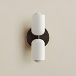 Glass Up Down Slim Wall Sconce - Blackened Brass Canopy / White Glass