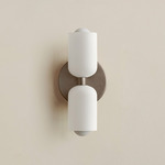 Glass Up Down Slim Wall Sconce - Pewter Canopy / White Glass