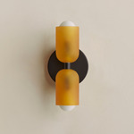 Chromatic Glass Up Down Slim Wall Sconce - Black / Sandblasted Amber