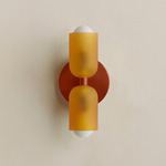 Chromatic Glass Up Down Slim Wall Sconce - Oxide Red / Sandblasted Amber
