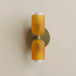 Chromatic Glass Up Down Slim Wall Sconce - Reed Green / Sandblasted Amber