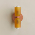 Chromatic Glass Up Down Slim Wall Sconce - Peach / Sandblasted Amber