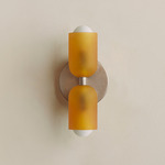 Chromatic Glass Up Down Slim Wall Sconce - Pewter / Sandblasted Amber