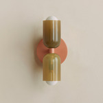 Chromatic Glass Up Down Slim Wall Sconce - Peach / Pistachio