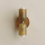 Chromatic Glass Up Down Slim Wall Sconce - Patina Brass / Pistachio