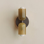 Chromatic Glass Up Down Slim Wall Sconce - Blackened Brass / Pistachio