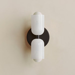 Chromatic Glass Up Down Slim Wall Sconce - Black / Opaline