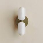 Chromatic Glass Up Down Slim Wall Sconce - Reed Green / Opaline