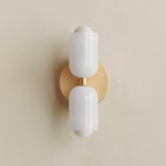 Chromatic Glass Up Down Slim Wall Sconce - Brass / Opaline