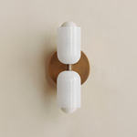 Chromatic Glass Up Down Slim Wall Sconce - Patina Brass / Opaline