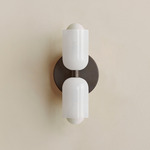 Chromatic Glass Up Down Slim Wall Sconce - Blackened Brass / Opaline