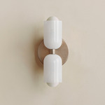 Chromatic Glass Up Down Slim Wall Sconce - Pewter / Opaline