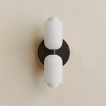 Chromatic Glass Up Down Slim Wall Sconce - Black / Sandblasted White