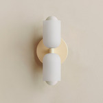 Chromatic Glass Up Down Slim Wall Sconce - Bone / Sandblasted White