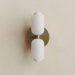 Chromatic Glass Up Down Slim Wall Sconce - Reed Green / Sandblasted White