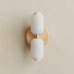 Chromatic Glass Up Down Slim Wall Sconce - Brass / Sandblasted White