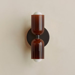 Chromatic Glass Up Down Slim Wall Sconce - Black / Tobacco