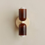 Chromatic Glass Up Down Slim Wall Sconce - Bone / Tobacco