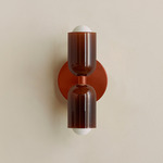 Chromatic Glass Up Down Slim Wall Sconce - Oxide Red / Tobacco