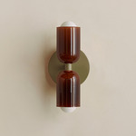 Chromatic Glass Up Down Slim Wall Sconce - Reed Green / Tobacco