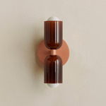 Chromatic Glass Up Down Slim Wall Sconce - Peach / Tobacco