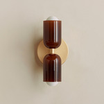 Chromatic Glass Up Down Slim Wall Sconce - Brass / Tobacco