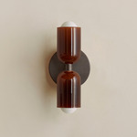 Chromatic Glass Up Down Slim Wall Sconce - Blackened Brass / Tobacco