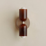 Chromatic Glass Up Down Slim Wall Sconce - Pewter / Tobacco
