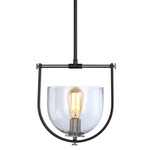 Cheshire Pendant - Black / Brushed Nickel / Clear