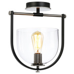 Cheshire Semi Flush Ceiling Light - Black / Brushed Nickel / Clear