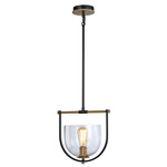 Cheshire Pendant - Black / Brass / Clear