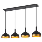 Dash Linear Multi Light Chandelier - Black / Gold