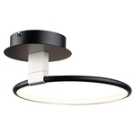 Halo Adjustable Semi Flush Ceiling Light - Brushed Nickel / Opal