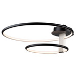 Halo Double Semi Flush Ceiling Light - Brushed Nickel / Opal