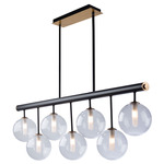 Aurelia Linear Chandelier - Matte Black / Brass / Clear