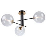 Aurelia Semi Flush Ceiling Light - Matte Black / Brass / Clear