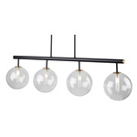 Aurelia Linear Chandelier - Matte Black / Brass / Clear