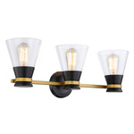 Kanata Bathroom Vanity Light - Black / Brushed Brass / Clear