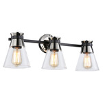 Kanata Bathroom Vanity Light - Brushed Nickel / Black / Clear